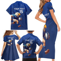 Namibia Rugby Custom Family Matching Short Sleeve Bodycon Dress and Hawaiian Shirt Go Welwitschias