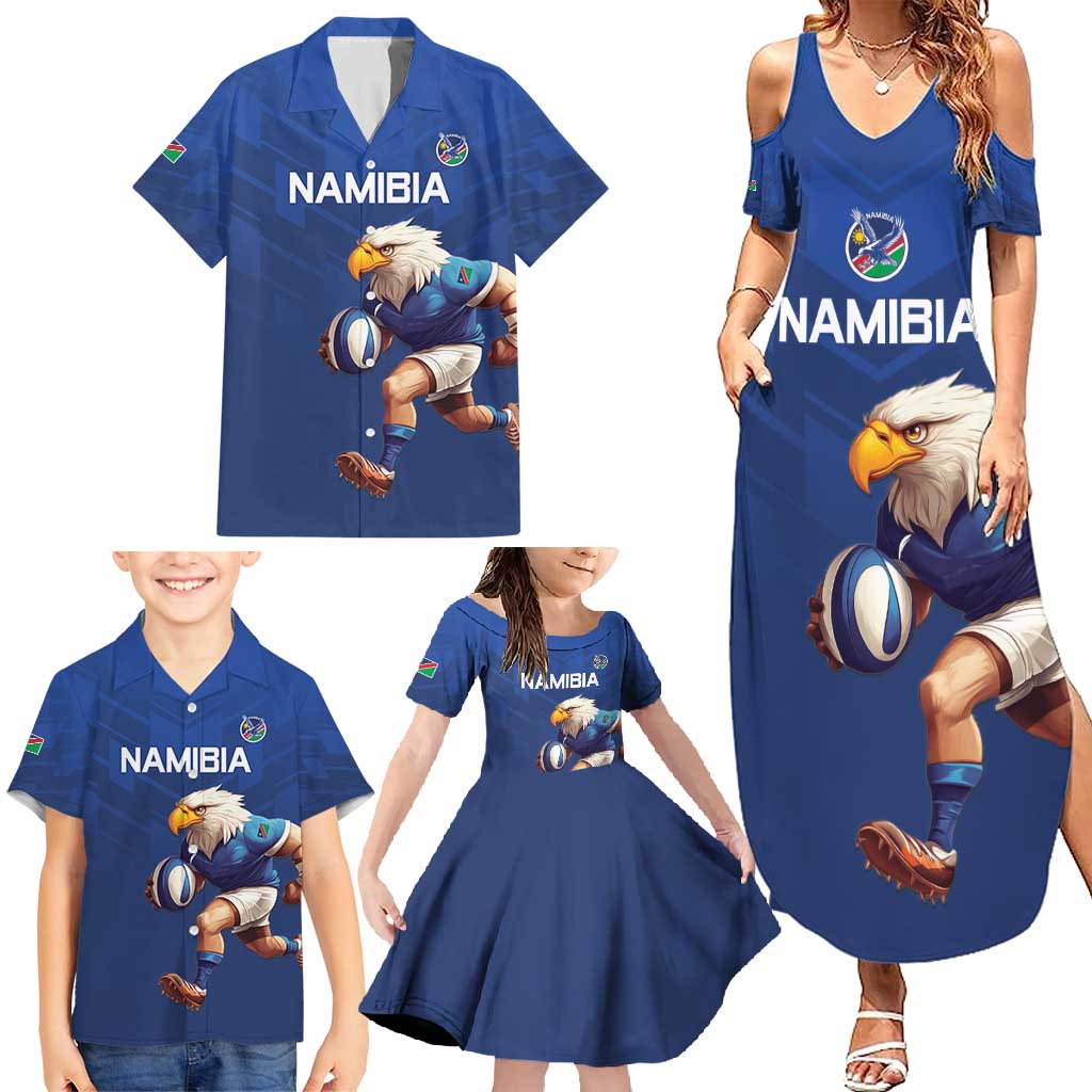 Namibia Rugby Custom Family Matching Summer Maxi Dress and Hawaiian Shirt Go Welwitschias