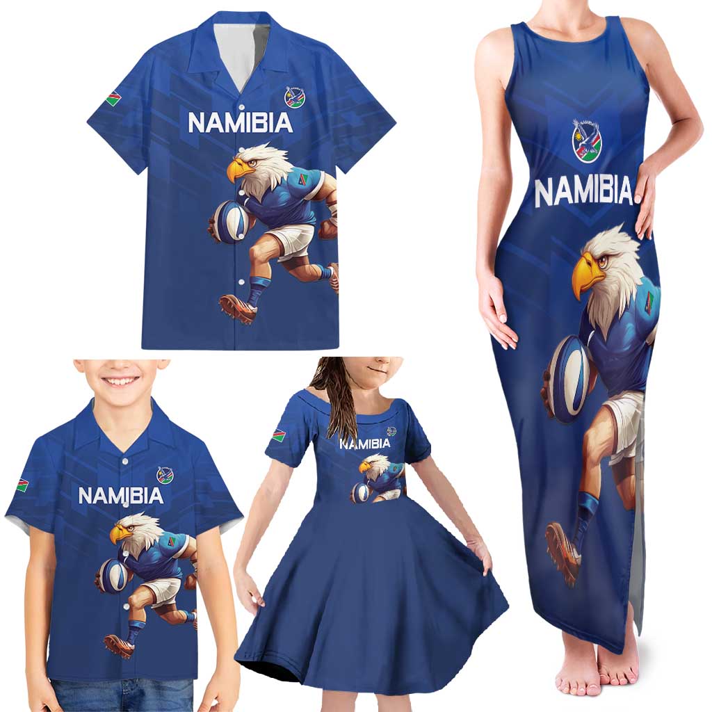 Namibia Rugby Custom Family Matching Tank Maxi Dress and Hawaiian Shirt Go Welwitschias