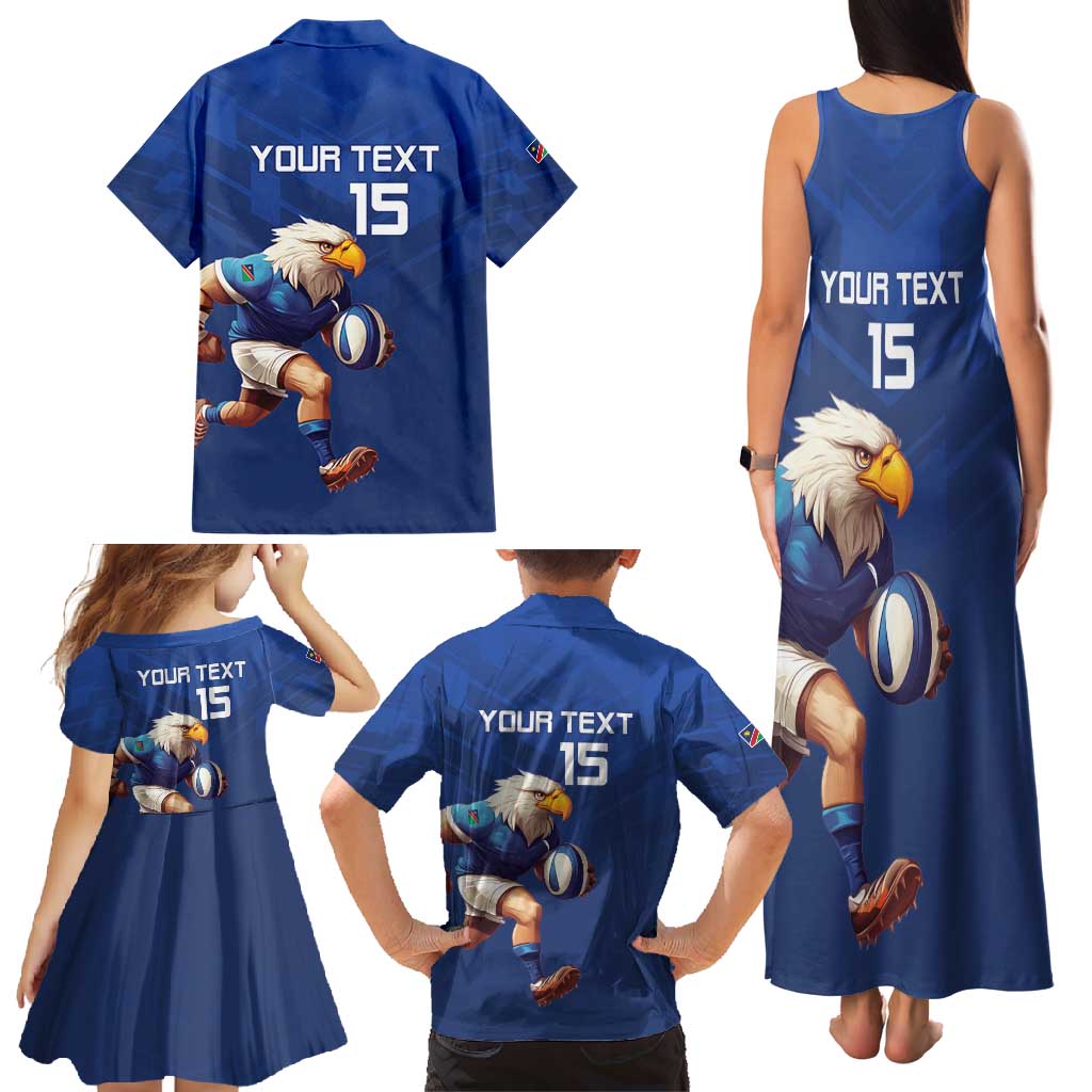 Namibia Rugby Custom Family Matching Tank Maxi Dress and Hawaiian Shirt Go Welwitschias