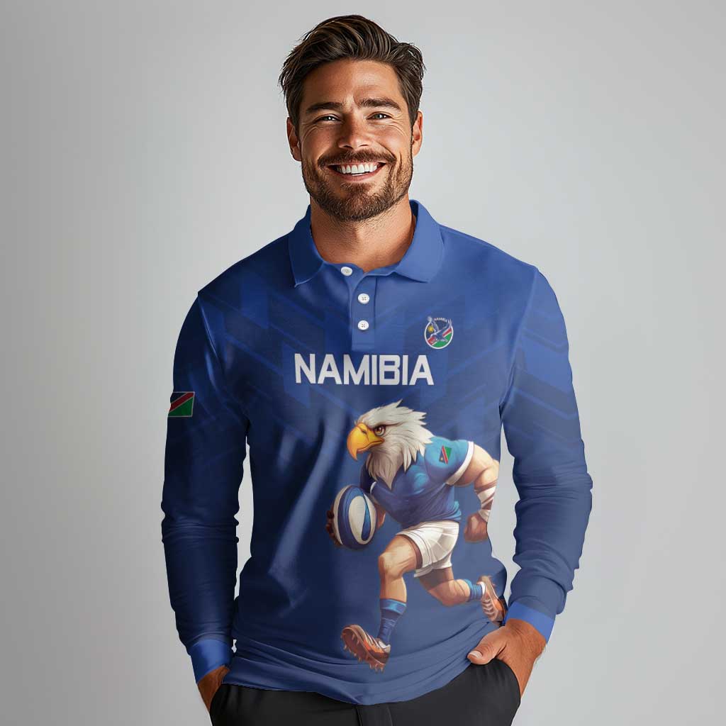 Namibia Rugby Custom Long Sleeve Polo Shirt Go Welwitschias