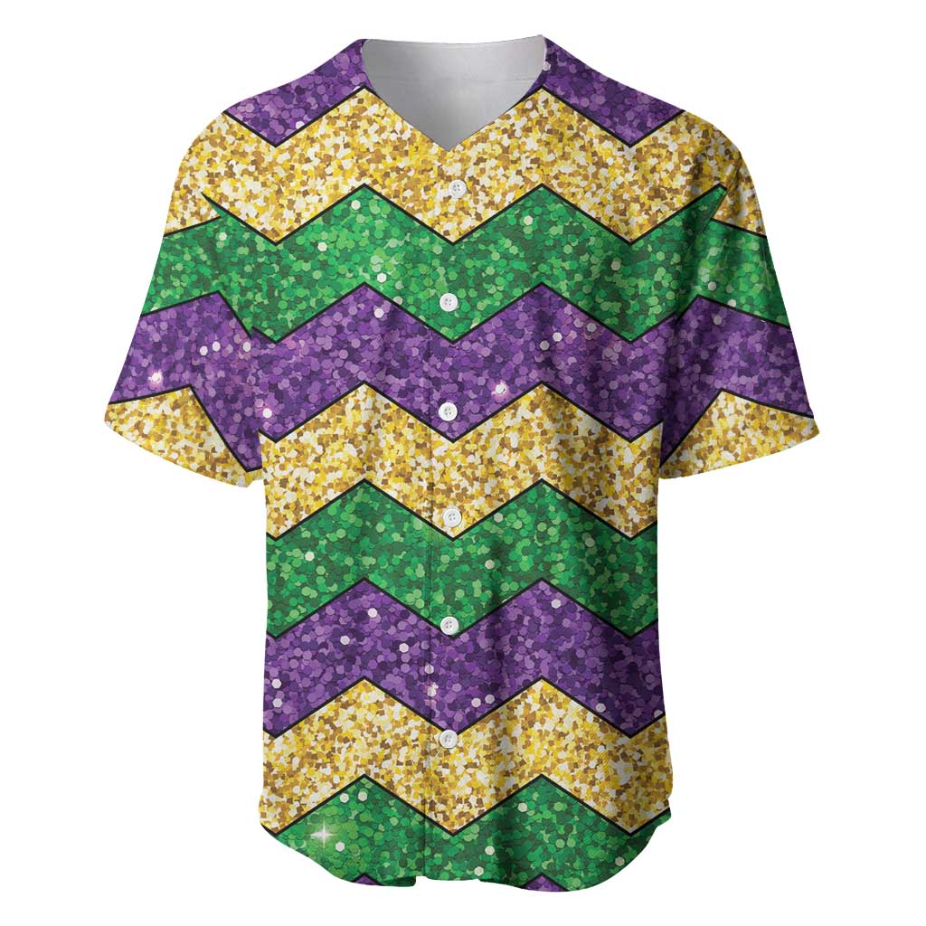 Mardi Gras Zigzag Sparkle Style Baseball Jersey