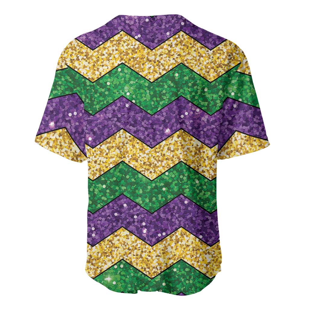 Mardi Gras Zigzag Sparkle Style Baseball Jersey