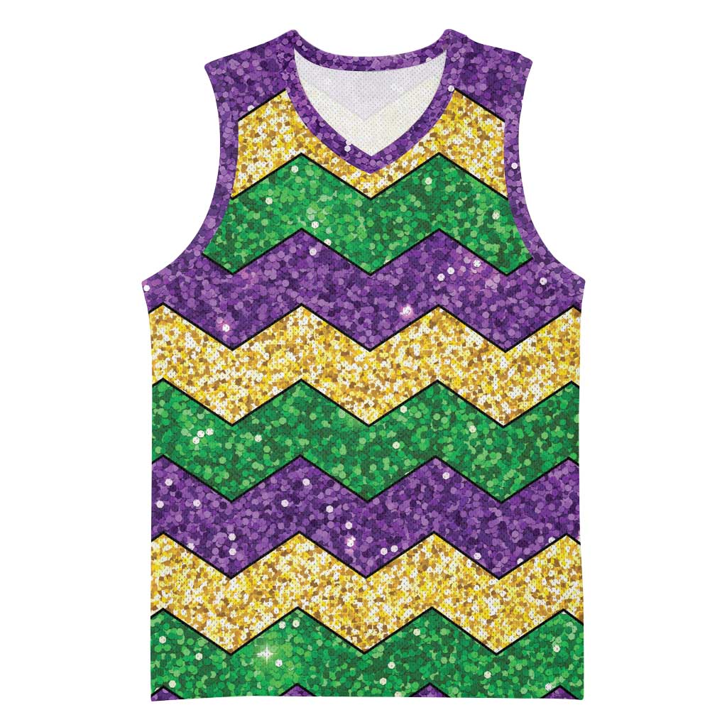 Mardi Gras Zigzag Sparkle Style Basketball Jersey