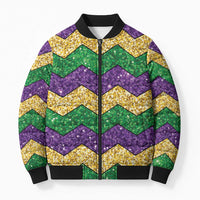 Mardi Gras Zigzag Sparkle Style Bomber Puffer Jacket