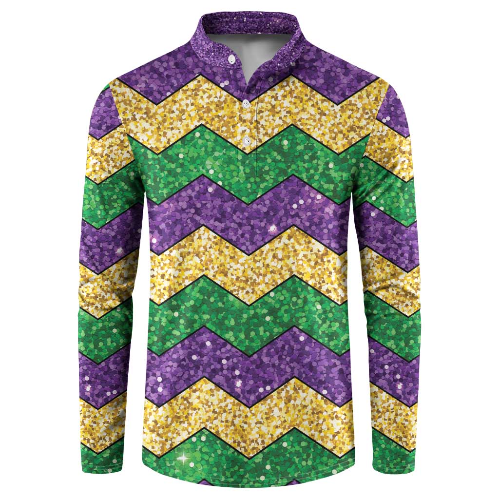 Mardi Gras Zigzag Sparkle Style Button Sweatshirt