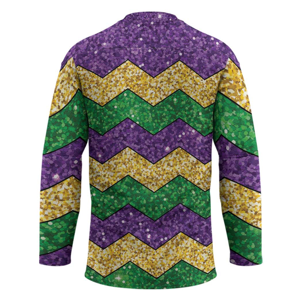 Mardi Gras Zigzag Sparkle Style Hockey Jersey