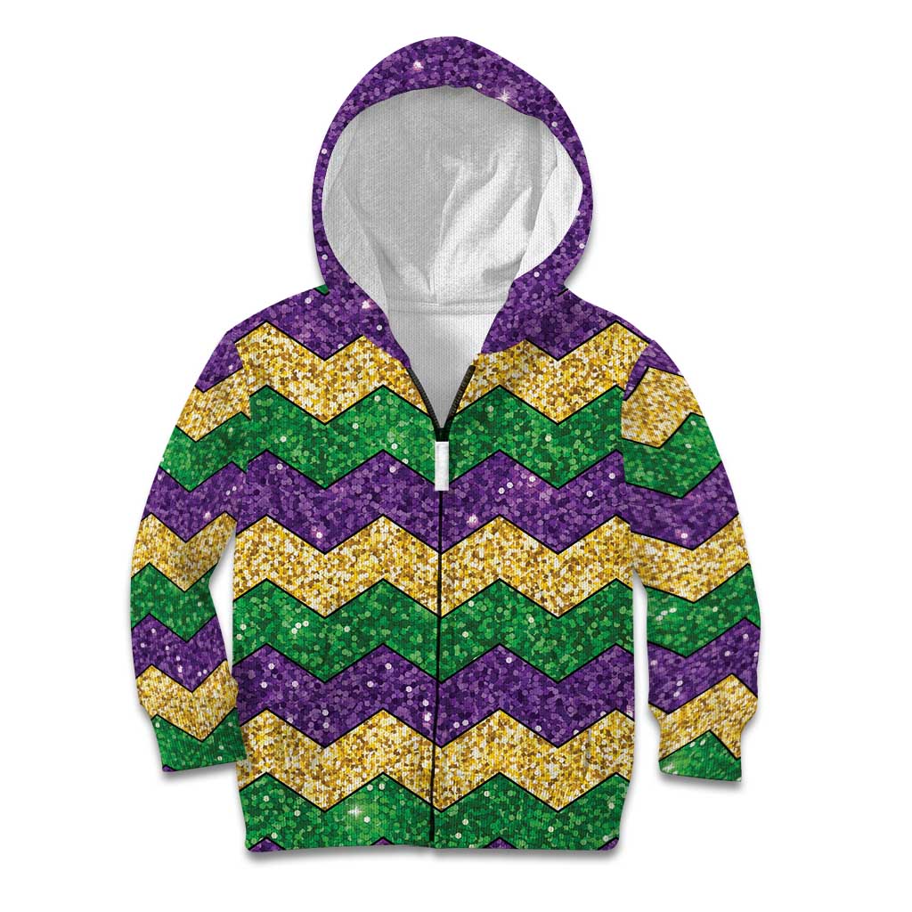 Mardi Gras Zigzag Sparkle Style Kid Hoodie