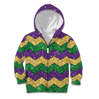 Mardi Gras Zigzag Sparkle Style Kid Hoodie