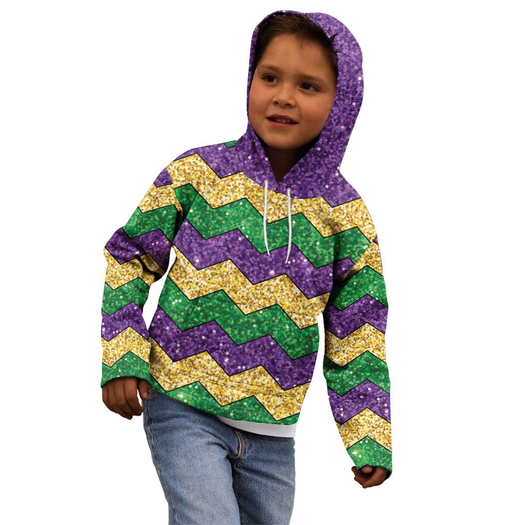 Mardi Gras Zigzag Sparkle Style Kid Hoodie