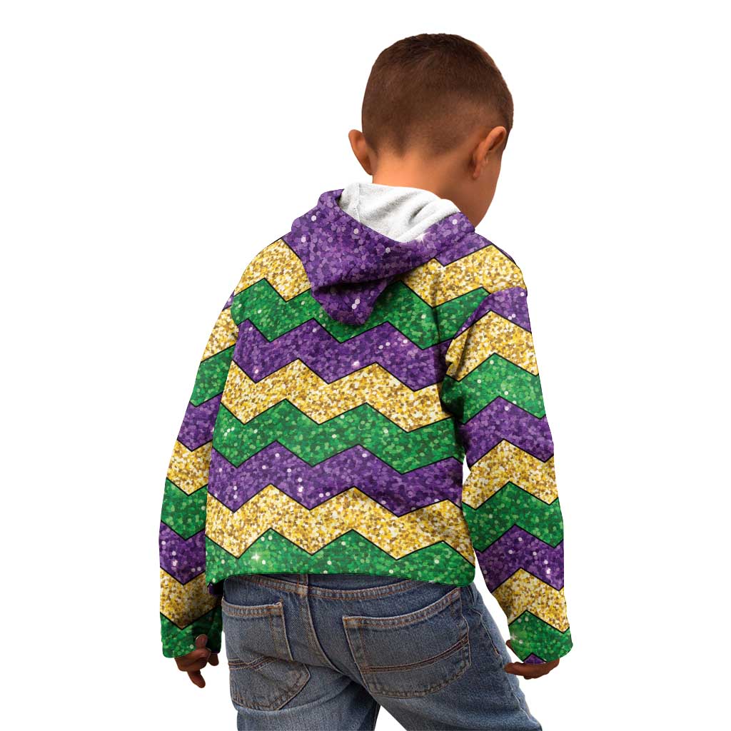 Mardi Gras Zigzag Sparkle Style Kid Hoodie