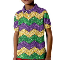 Mardi Gras Zigzag Sparkle Style Kid Polo Shirt