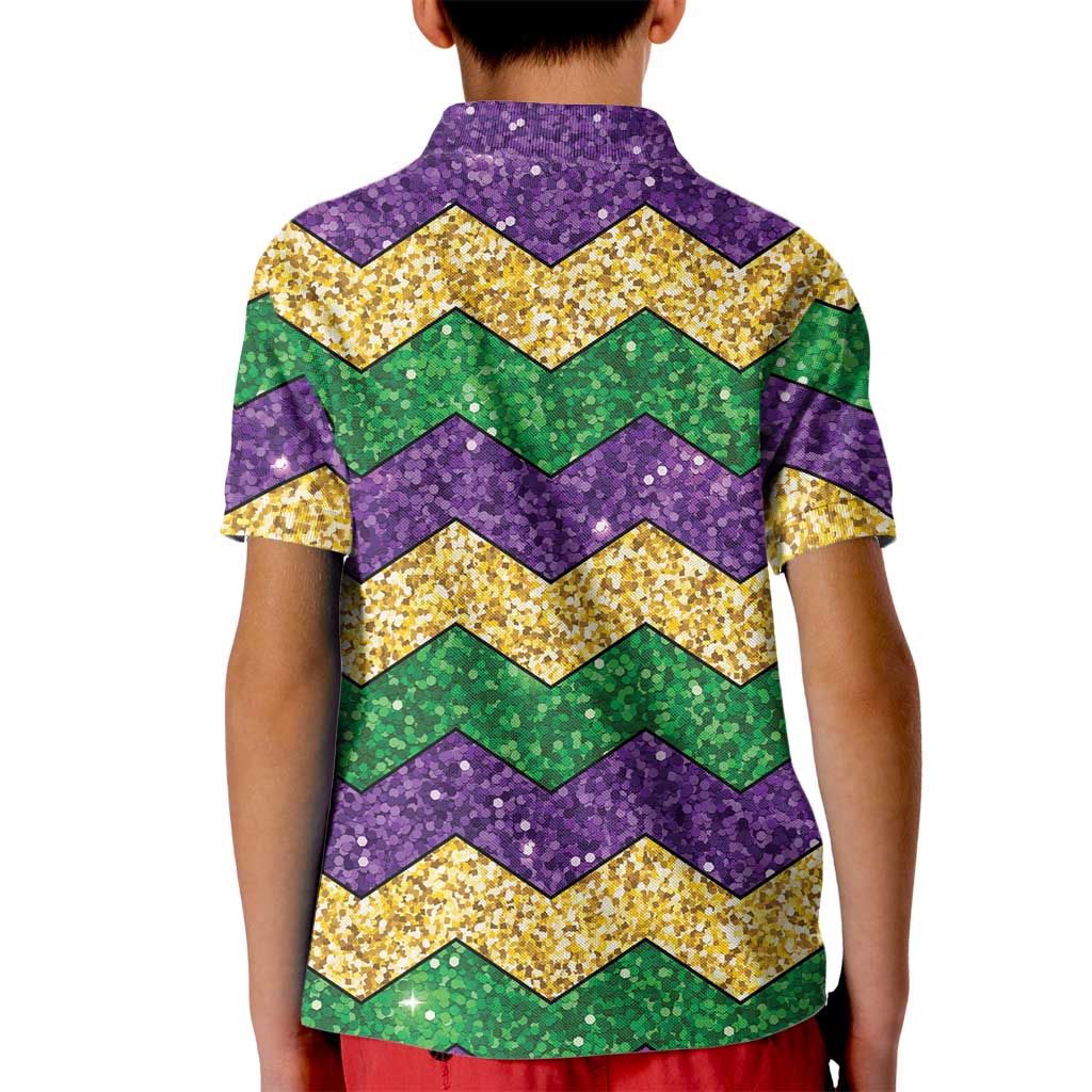 Mardi Gras Zigzag Sparkle Style Kid Polo Shirt
