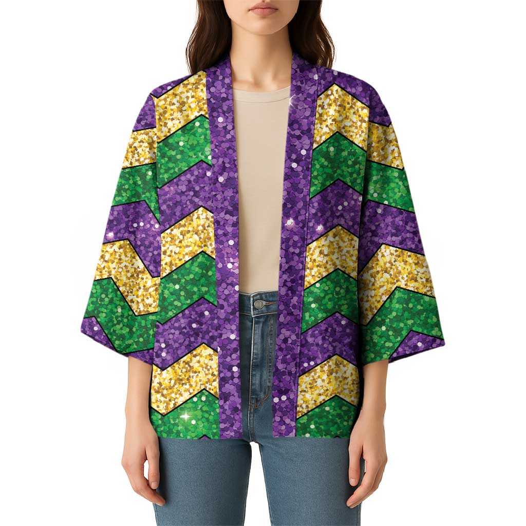 Mardi Gras Zigzag Sparkle Style Kimono