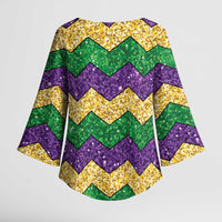 Mardi Gras Zigzag Sparkle Style Kimono Sleeve Blouse