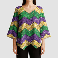 Mardi Gras Zigzag Sparkle Style Kimono Sleeve Blouse