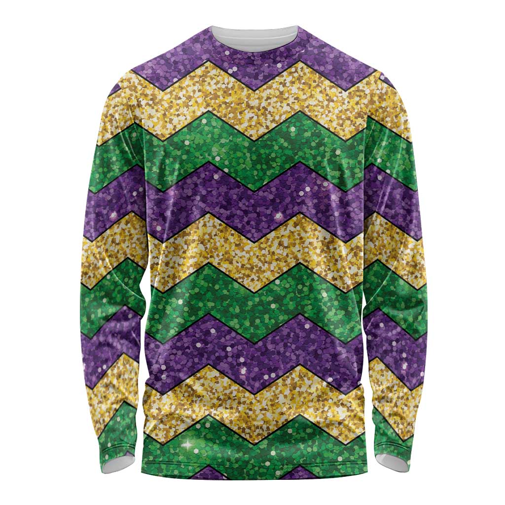 Mardi Gras Zigzag Sparkle Style Long Sleeve Shirt