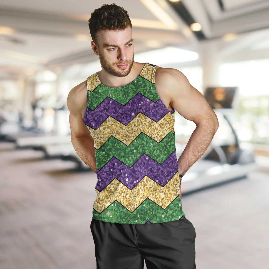 Mardi Gras Zigzag Sparkle Style Men Tank Top