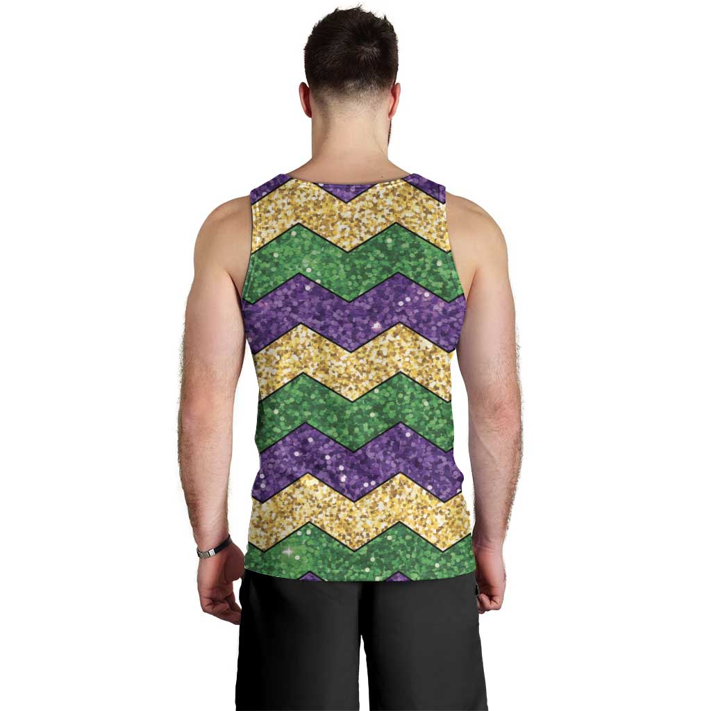 Mardi Gras Zigzag Sparkle Style Men Tank Top