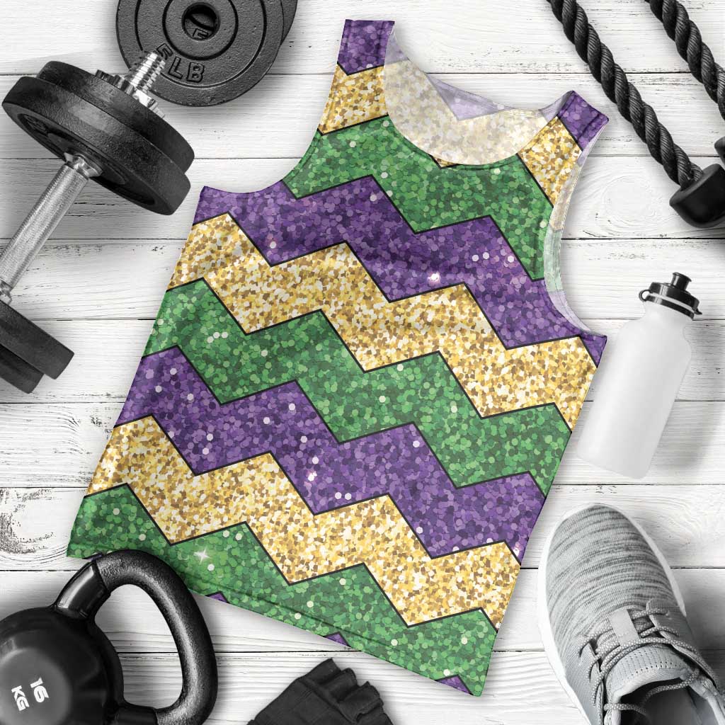 Mardi Gras Zigzag Sparkle Style Men Tank Top