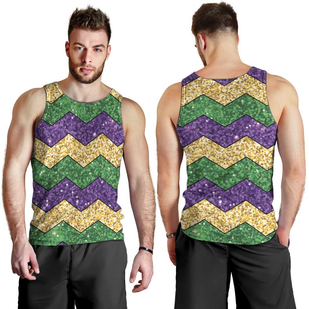 Mardi Gras Zigzag Sparkle Style Men Tank Top