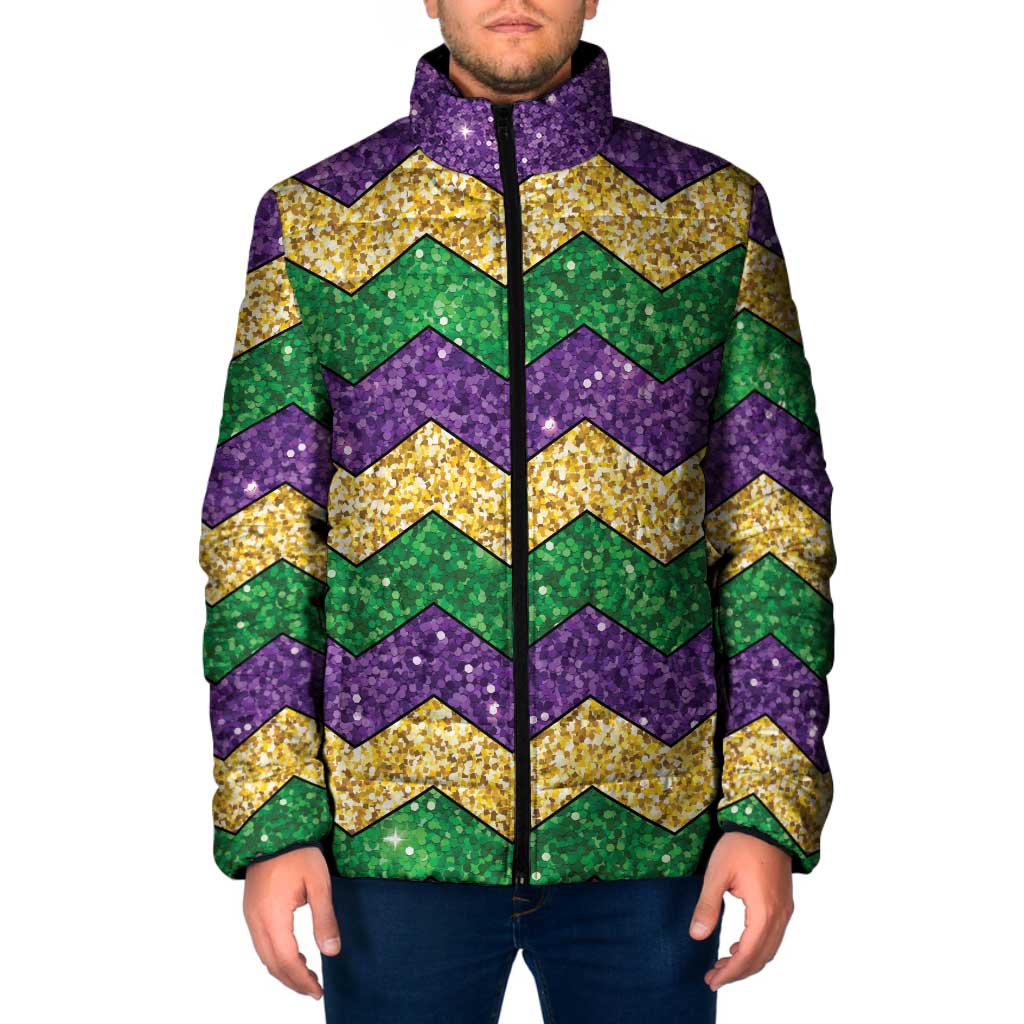 Mardi Gras Zigzag Sparkle Style Padded Jacket