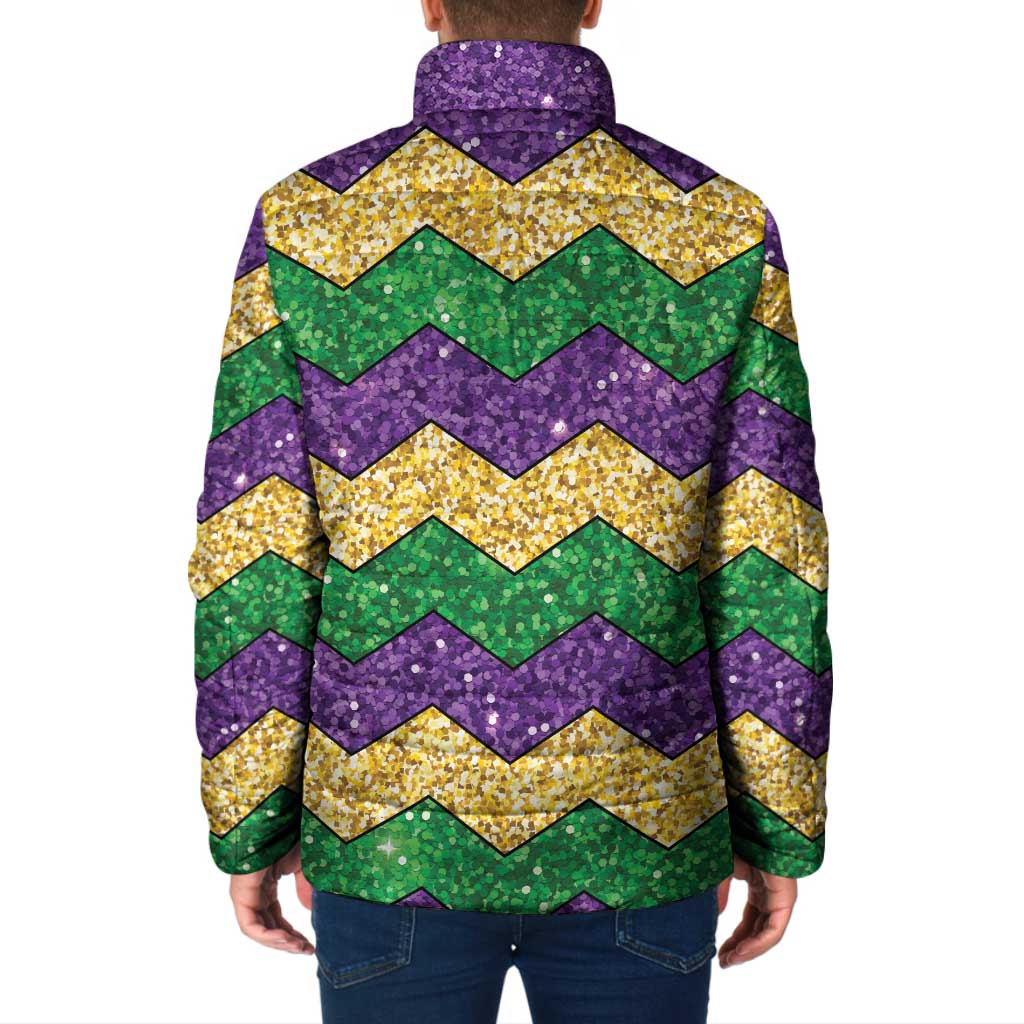 Mardi Gras Zigzag Sparkle Style Padded Jacket