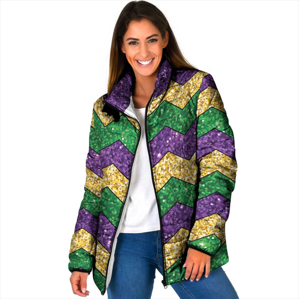 Mardi Gras Zigzag Sparkle Style Padded Jacket