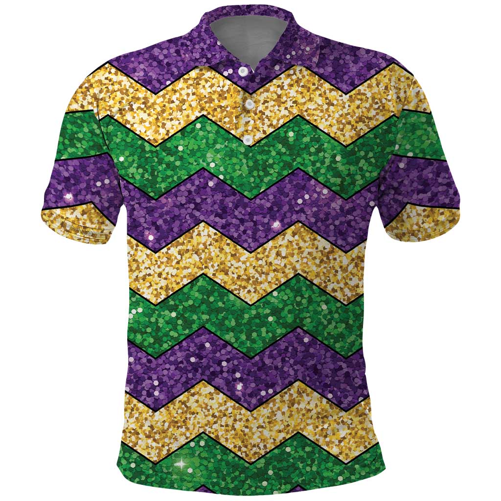 Mardi Gras Zigzag Sparkle Style Polo Shirt