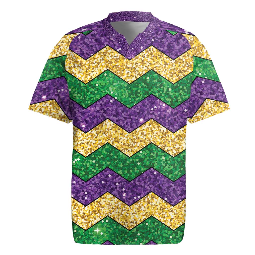Mardi Gras Zigzag Sparkle Style Rugby Jersey