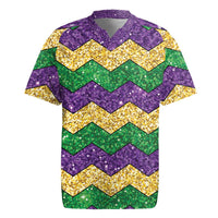 Mardi Gras Zigzag Sparkle Style Rugby Jersey