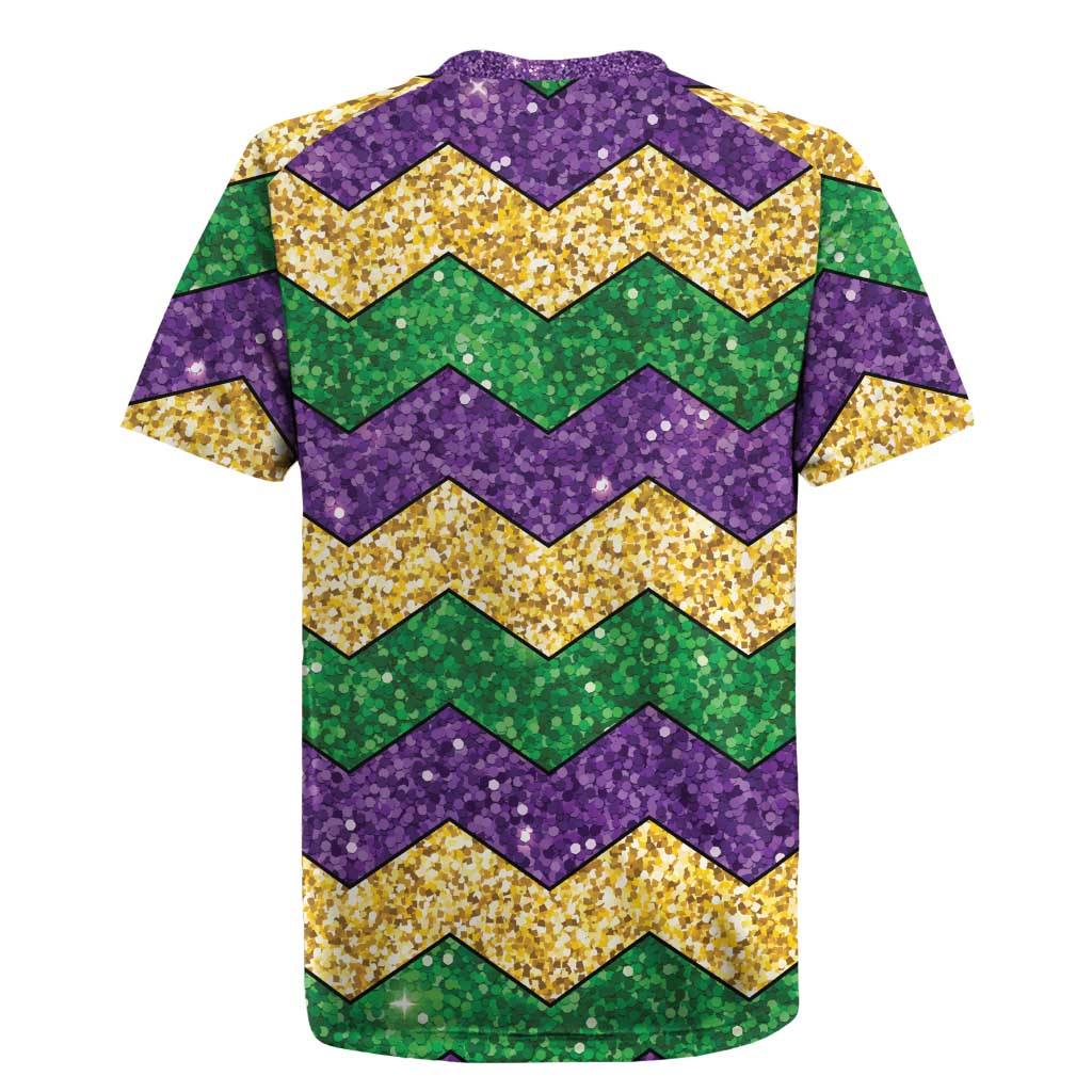 Mardi Gras Zigzag Sparkle Style Rugby Jersey