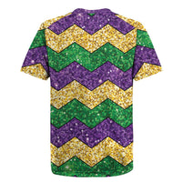 Mardi Gras Zigzag Sparkle Style Rugby Jersey