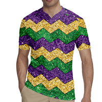 Mardi Gras Zigzag Sparkle Style Rugby Jersey