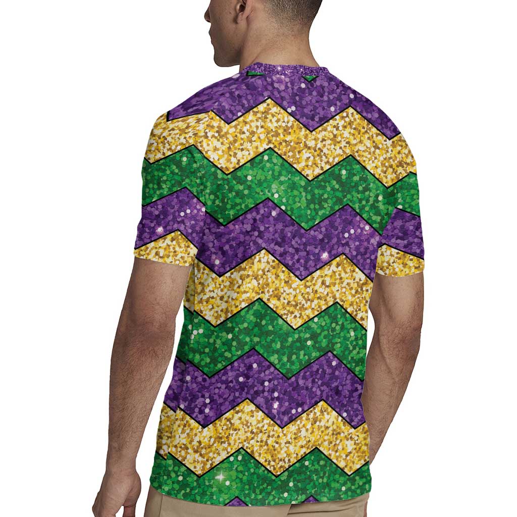 Mardi Gras Zigzag Sparkle Style Rugby Jersey
