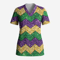 Mardi Gras Zigzag Sparkle Style Scrub Top