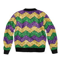 Mardi Gras Zigzag Sparkle Style Sleeve Zip Bomber Jacket