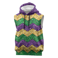Mardi Gras Zigzag Sparkle Style Sleeveless Hoodie