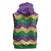 Mardi Gras Zigzag Sparkle Style Sleeveless Hoodie