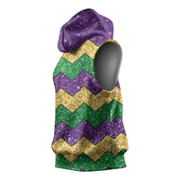Mardi Gras Zigzag Sparkle Style Sleeveless Hoodie