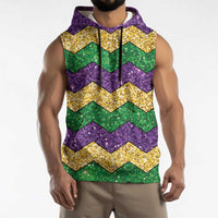 Mardi Gras Zigzag Sparkle Style Sleeveless Hoodie