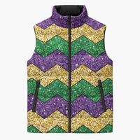 Mardi Gras Zigzag Sparkle Style Sleeveless Puffer Jacket