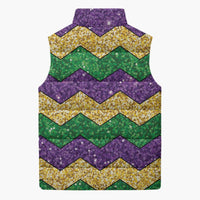 Mardi Gras Zigzag Sparkle Style Sleeveless Puffer Jacket