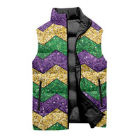 Mardi Gras Zigzag Sparkle Style Sleeveless Puffer Jacket