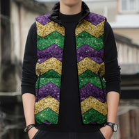 Mardi Gras Zigzag Sparkle Style Sleeveless Puffer Jacket