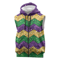 Mardi Gras Zigzag Sparkle Style Sleeveless Zip Hoodie