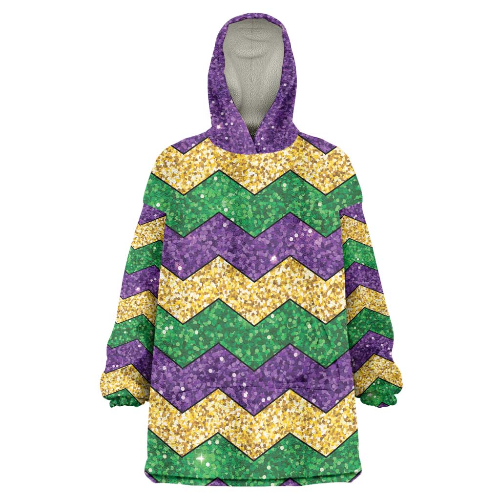 Mardi Gras Zigzag Sparkle Style Wearable Blanket Hoodie