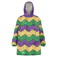 Mardi Gras Zigzag Sparkle Style Wearable Blanket Hoodie
