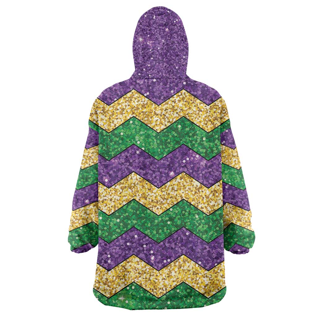 Mardi Gras Zigzag Sparkle Style Wearable Blanket Hoodie