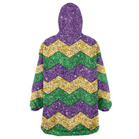 Mardi Gras Zigzag Sparkle Style Wearable Blanket Hoodie